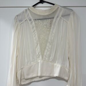 Joie cream lace blouse, size medium, never worn, rouched waist.